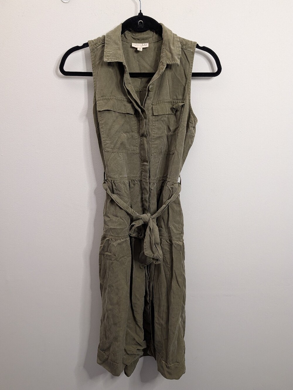 Maison Jules Belted Green Dress (with pockets!) Size Small